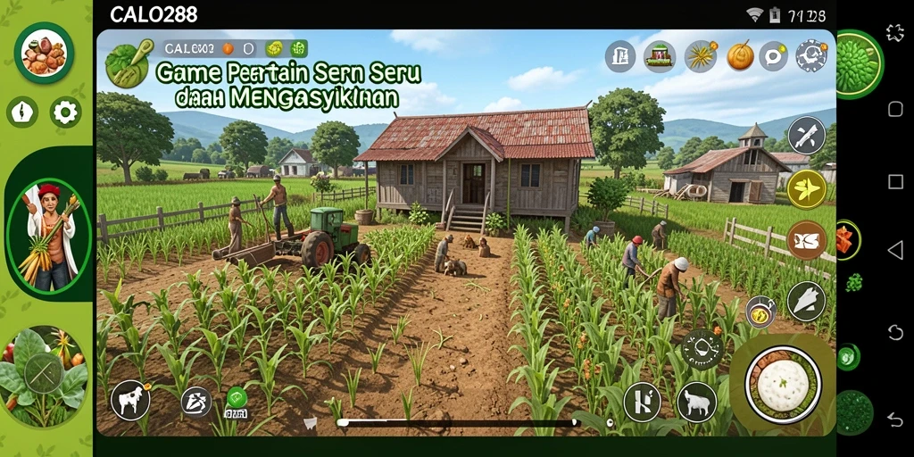 Tangkapan layar gameplay CALO288 menampilkan aktivitas bertani yang menyenangkan.