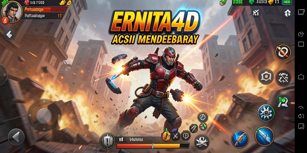 Tampilan gameplay mendebarkan di ERNITA4D saat beraksi melawan musuh.