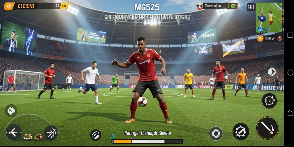 Tangkapan layar gameplay MG525 menampilkan aksi olahraga yang seru dan dinamis.