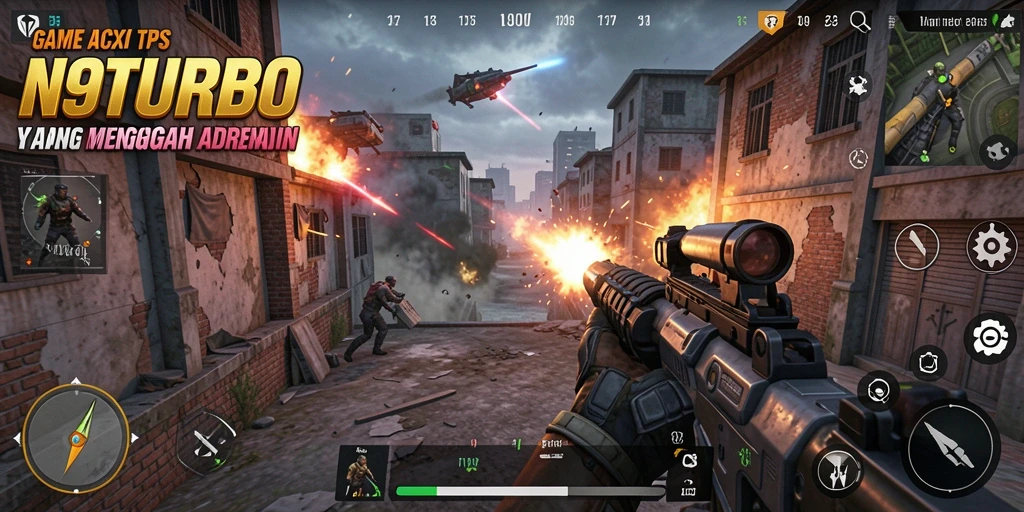 Screenshot menunjukkan ketegangan pertempuran seru di N9TURBO.