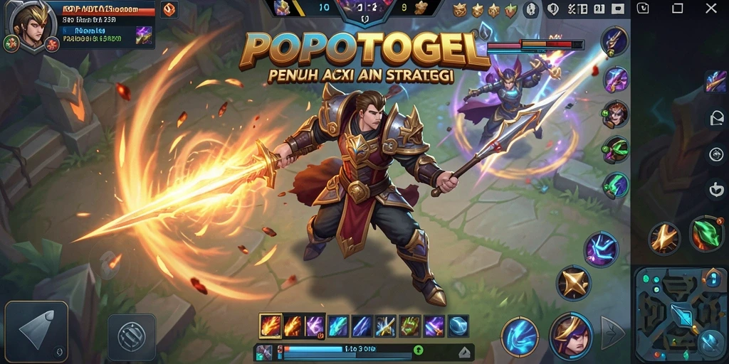 Screenshot gameplay seru di POPOTOGEL menampilkan pertarungan tim MOBA.