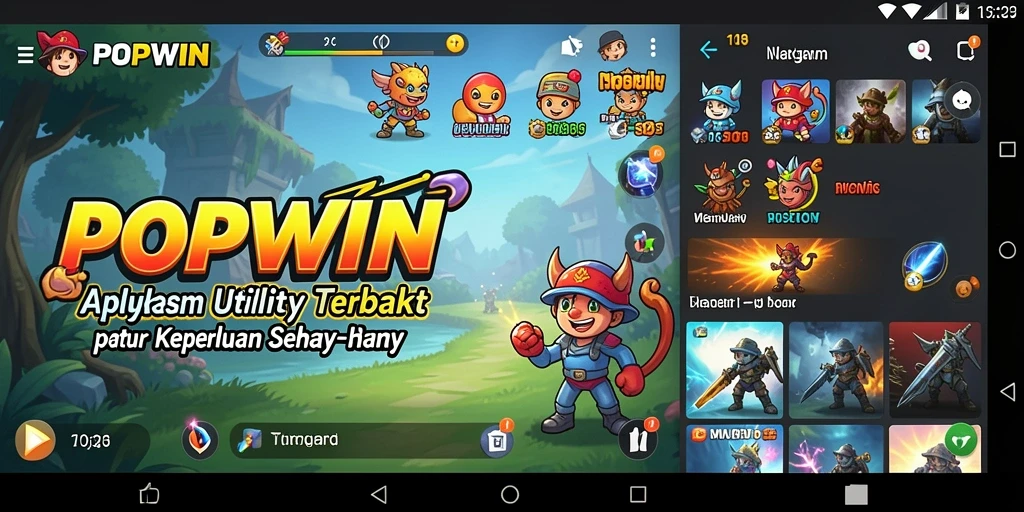 Tampilan screenshot utama POPWIN yang menampilkan antarmuka pengguna yang intuitif.