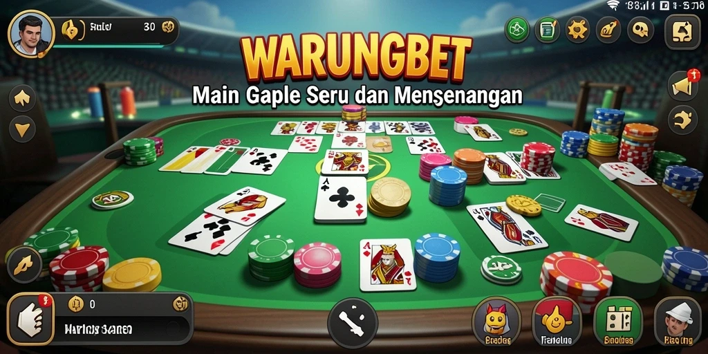 Menampilkan gameplay seru dari WARUNGBET dengan gaya Gaple.