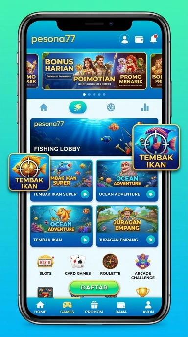 Tampilan utama aplikasi pesona77 yang menarik dan mudah digunakan.